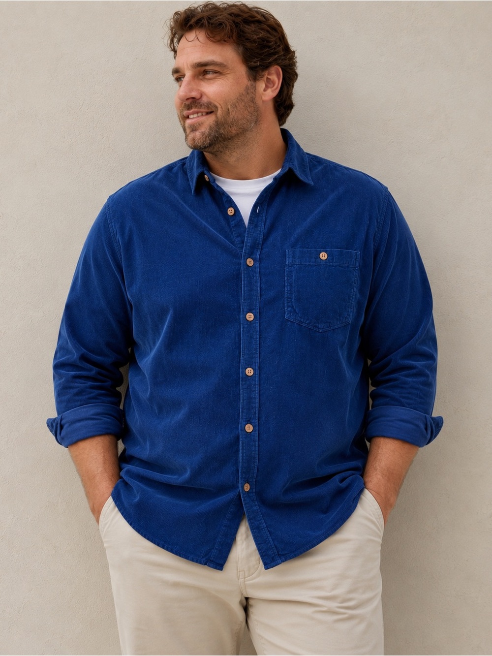 Tommy Bahama Blue Silk Cotton Corduroy Button Front Shirt XL Casual Luxury